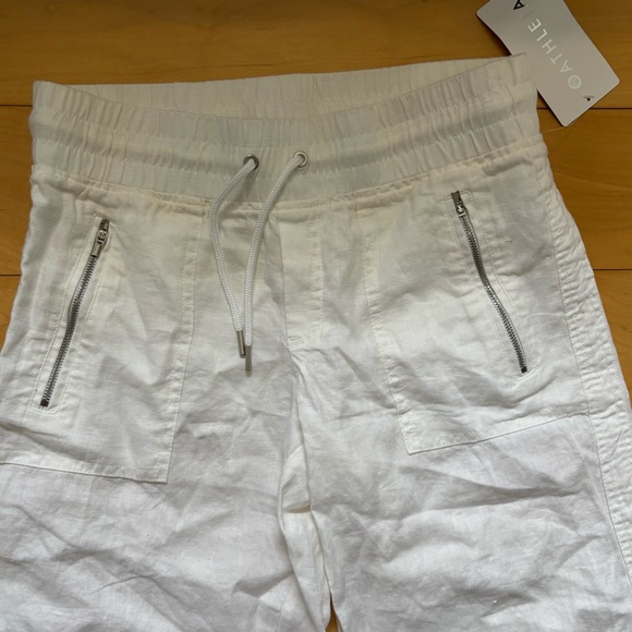 Athleta Cabo Linen Wide Leg Pants Womens Size 4P Petite New with tag White - Picture 4 of 7